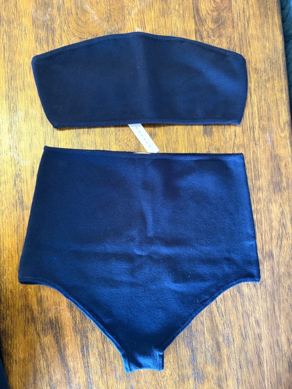 Susana Monaco Black Strapless Bandeau & High-Waist Brief Set